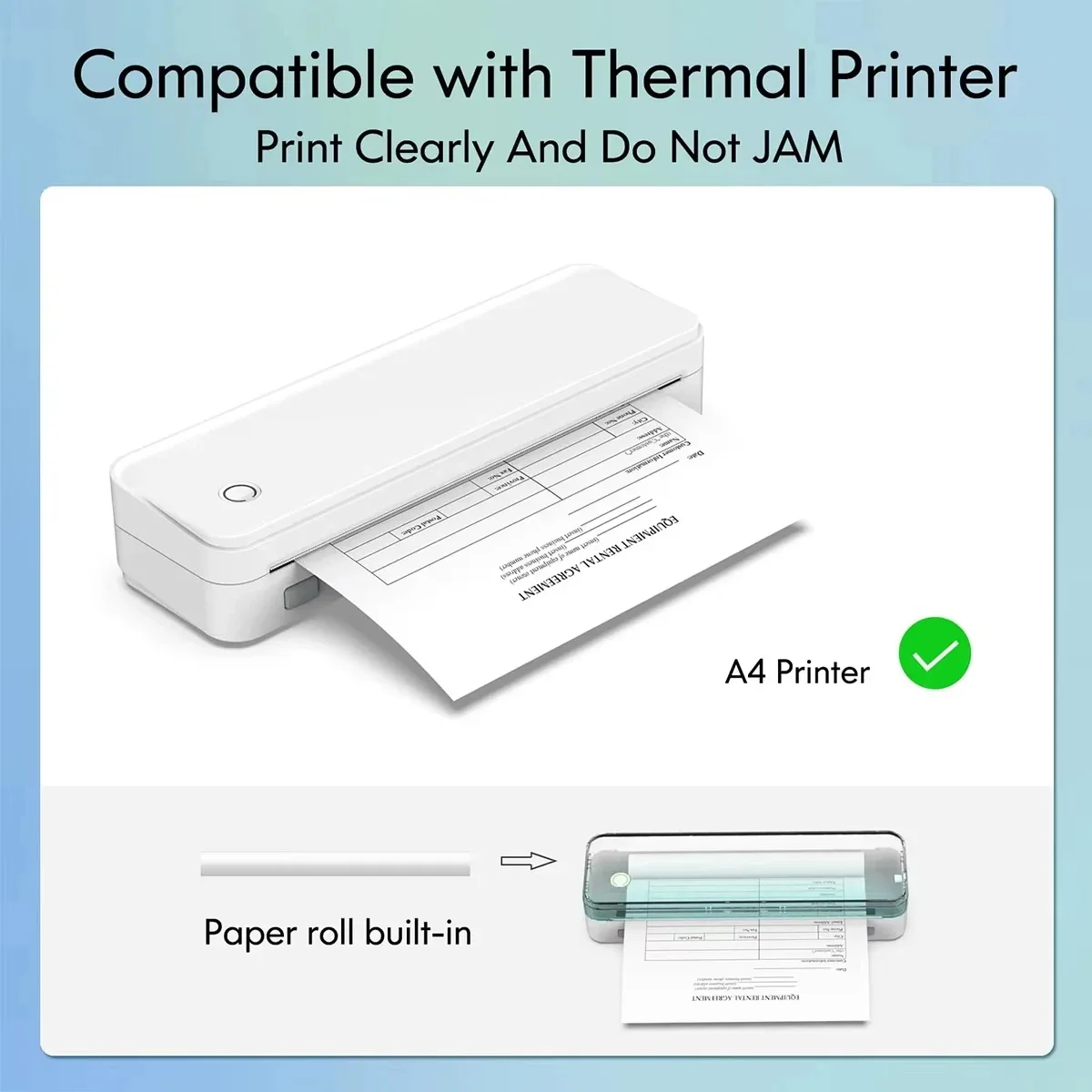 A4 Thermal Paper Rolls 1/2/4/10Rolls High Quick-Dry For Printing Documents/Examination Papers/Office/Home A40/M08F/X8 Printers - 3