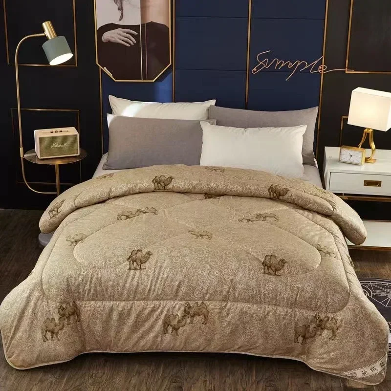 

Double Duvet Thick Winter Quilt Camel Hair Double Comforter 2 People Warm Bed with Padding Included Quin Size Duvet
