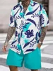 Hawaiian Men's Short-sleeved Shirt And Beach Shorts Set Summer Casual Men's Shirt Beach Vacation Loose Breathable Men's Shorts 1