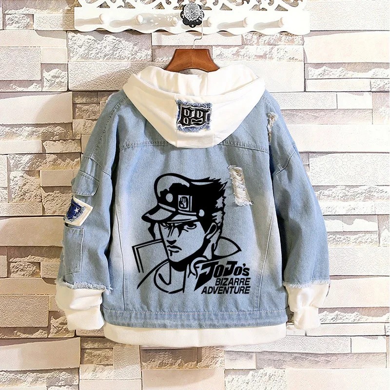 

Толстовка JoJo для косплея по мотивам невероятных приключений, Мужская толстовка для мальчиков, куртка, Длинный свитшот, уличная одежда в стиле Харадзюку, толстовки, джинсовое пальто для женщин