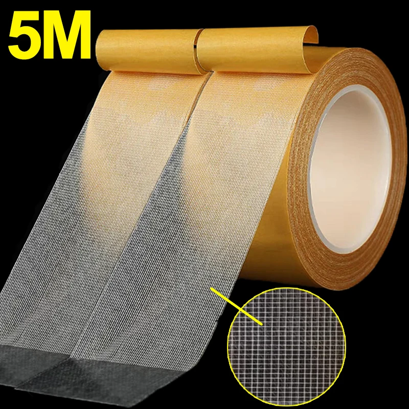 5M Double Sided Grid Fiber Cloth Base Tape Mesh Forte Fissaggio Nastro Biadesivo Nastro Adesivo Per Moquette Con Griglia Impermeabile Senza Tracce