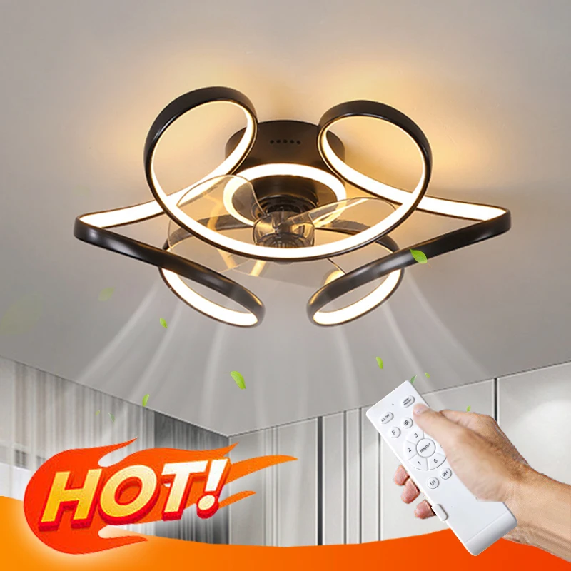 Modern led lamp with ceiling fan without blades bedroom ceiling fan with remote control fans light indoor lighting