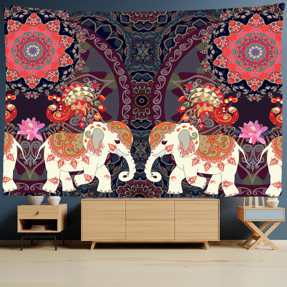 India Mandala Tapestry Elephant Buddha Aesthetic Wall Hanging 3D Print Boho Decor Vintage Decoration Psychedelic Home Decor Room tapestry decorations
