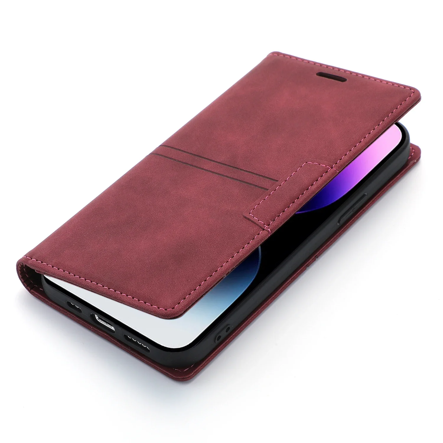 Elegant Leather Flip Wallet Case with Magnetic Card Holder