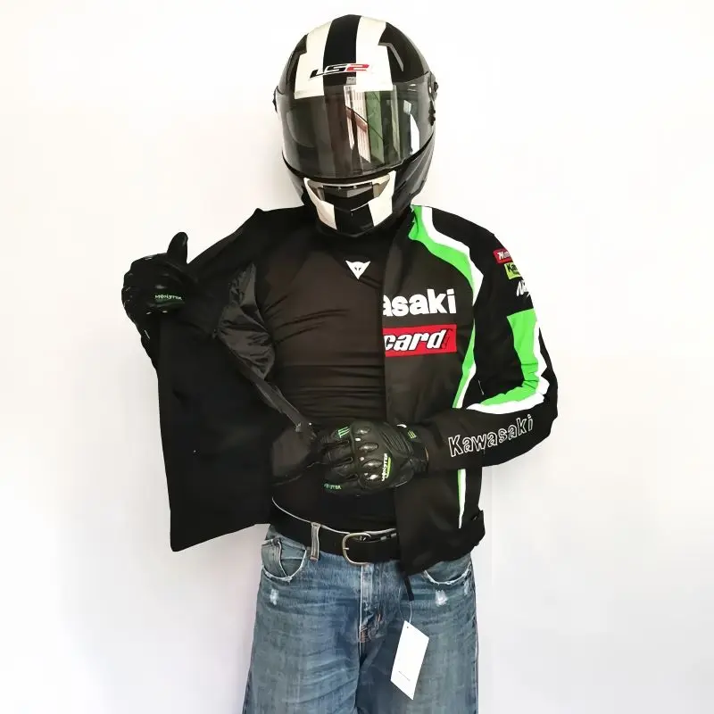 Kawasaki New Motorcycle Off road Racing Jacket Four Seasons Riding Suit Anti-fall Windproof Jacket summer Team jersey