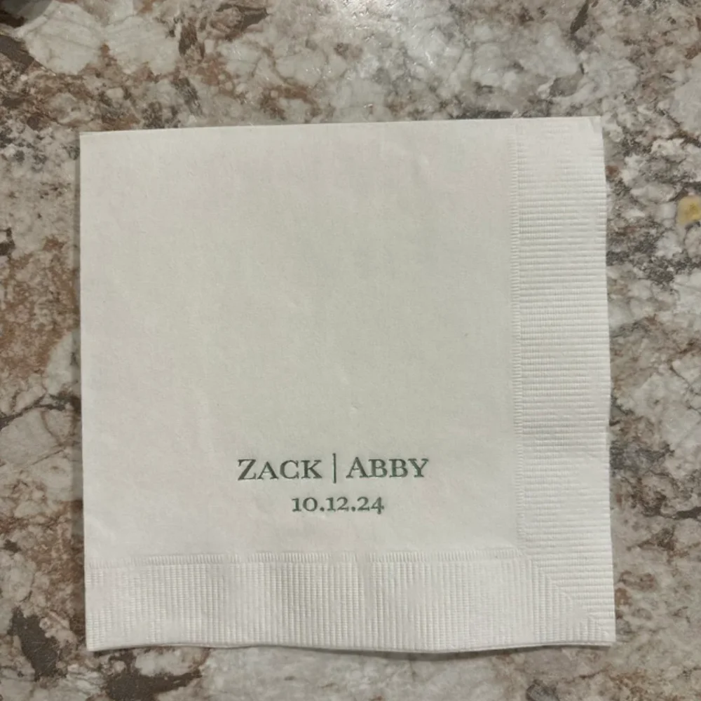 

50Pcs Personalized Wedding Cocktail Napkins | Initial Monogram | Rehearsal Lunch | Modern Minimalist Party Reception Napkins