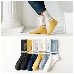 Fashion Sports Basketball Men's Socks Letter Color Matching High Quality Cotton Print Designer Socks Harajuku Fashion Long Socks