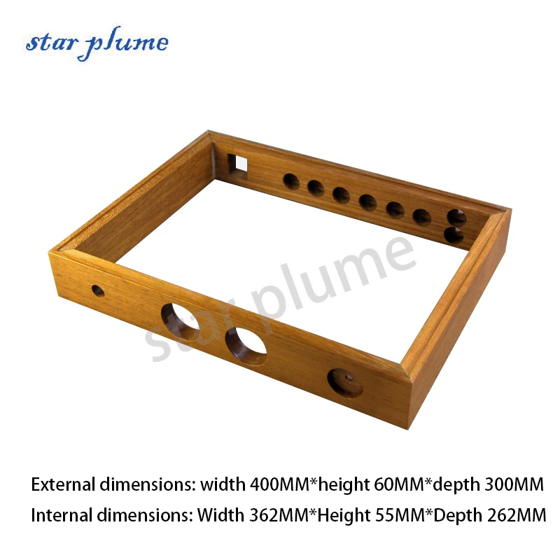 (400*60*300mm) Golden Teak Wooden Frame Aluminum Amplifier Case Preamplifier Chassis Vacuum Tube Amplifier Chassis Shell DIY Box