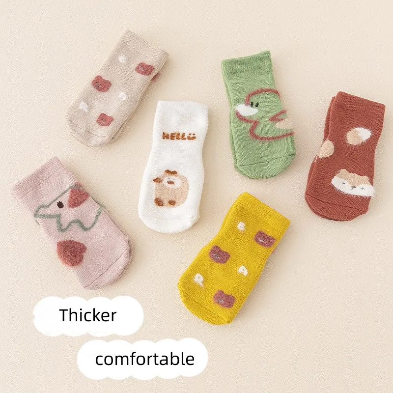 

2Pairs/Lot 0-3Years Old Baby Socks Shoes Floor Socks Newborn Boys Girls Kids Non-Slip Sole Fadeless Soft Warm Children's Socks