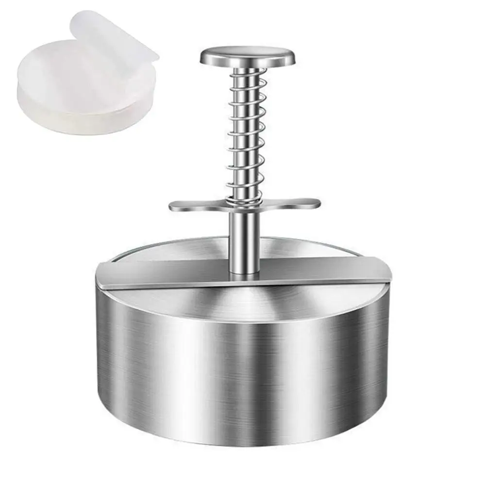 Stainless Steel Burger Press Round Shape Non-stick Patty Adjustable Making Patty Tool Kitchen Hamburger Mold Maker M5p6