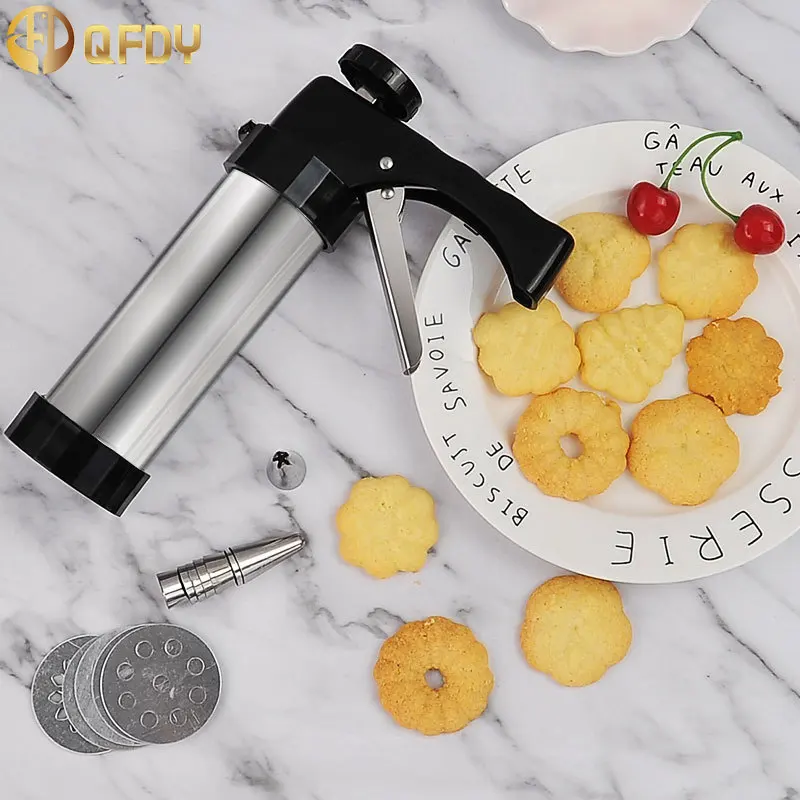 Cookie Press Kit Biscuits Maker Gun Sets With 13 Cookie Press Molds & 8 Pastry Piping Nozzles Cake Decorator Sets baking tools