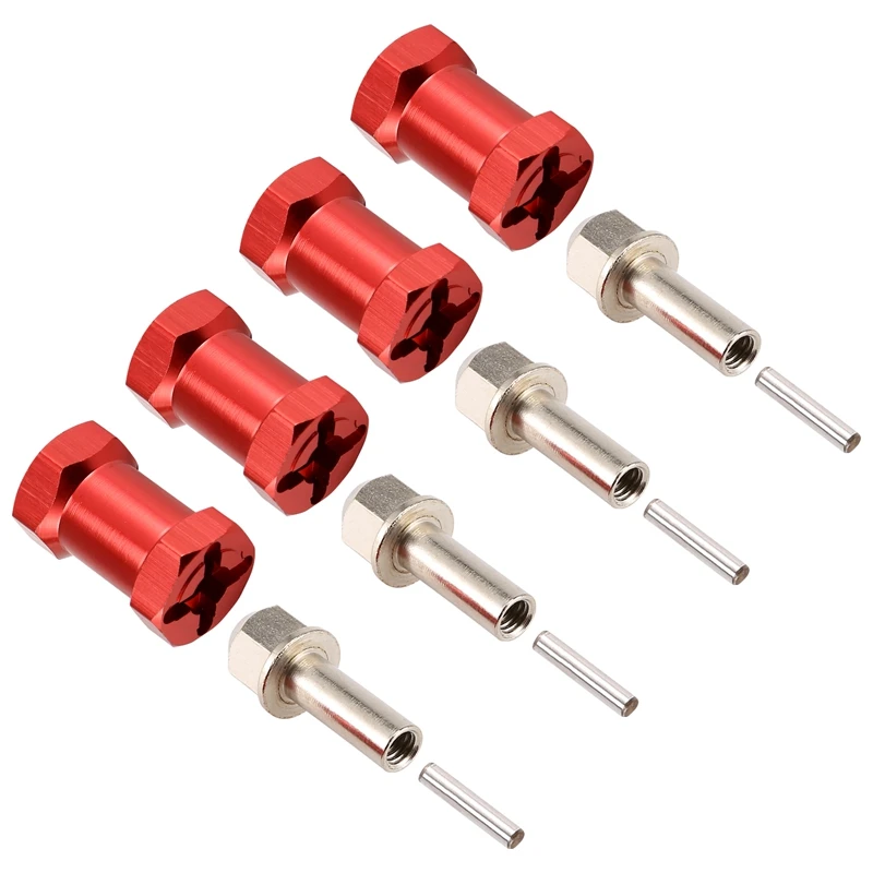 AIAI 4Pcs Aluminum 12Mm Hex Wheel Hub Drive Adaptor Extension Combiner Coupler For 1/10 RC Car Crawler SCX10 D90