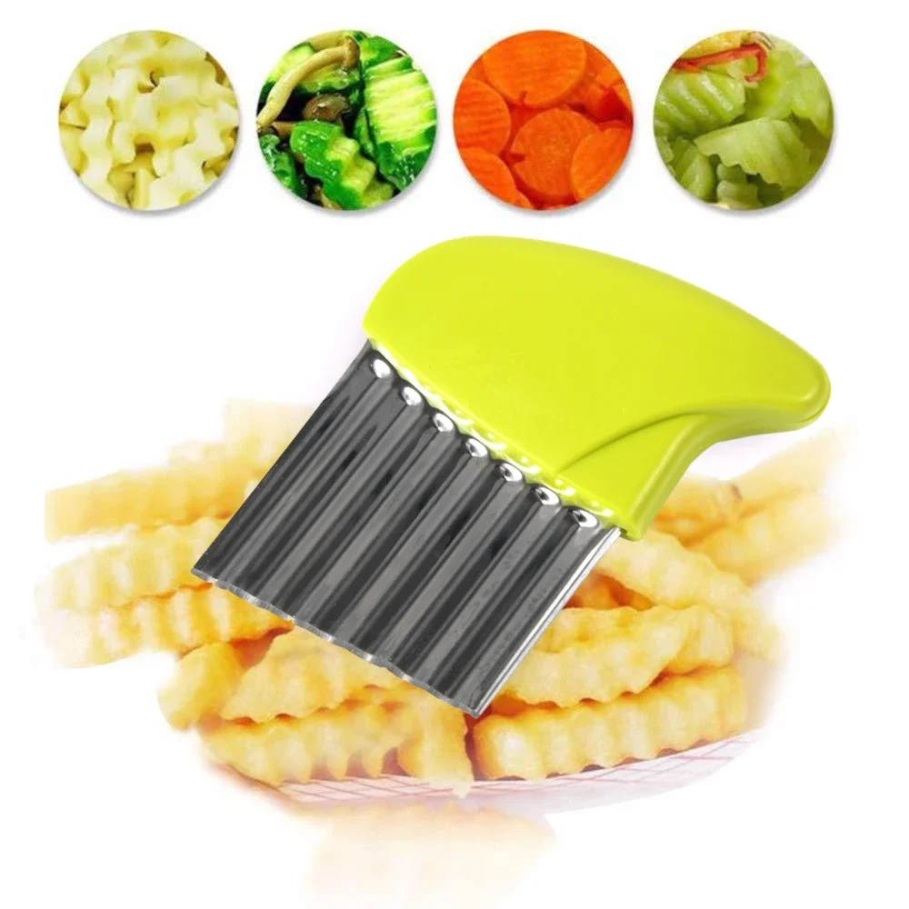 Potato Cutter Stainless Steel Wavy Knife French Fry Chip Cutter Kitchen Vegetable Slicer Cooking