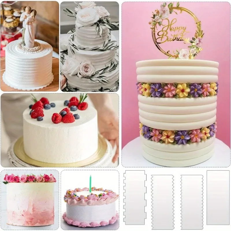 Cake Decorating Smoother Edge Comb Icing Scraper Fondant Tools for Perfect Cake Edges Stripes Polishing Essential for Bakers
