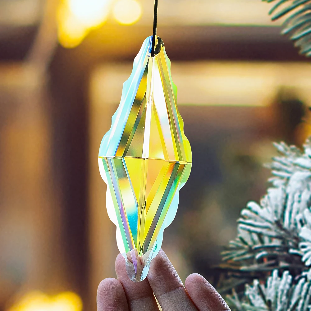 Double Pointed Prism Pendant Crystal Lucky Knot Rainbow Maker Suncatcher 120mm Living Room Chandelier Accessories