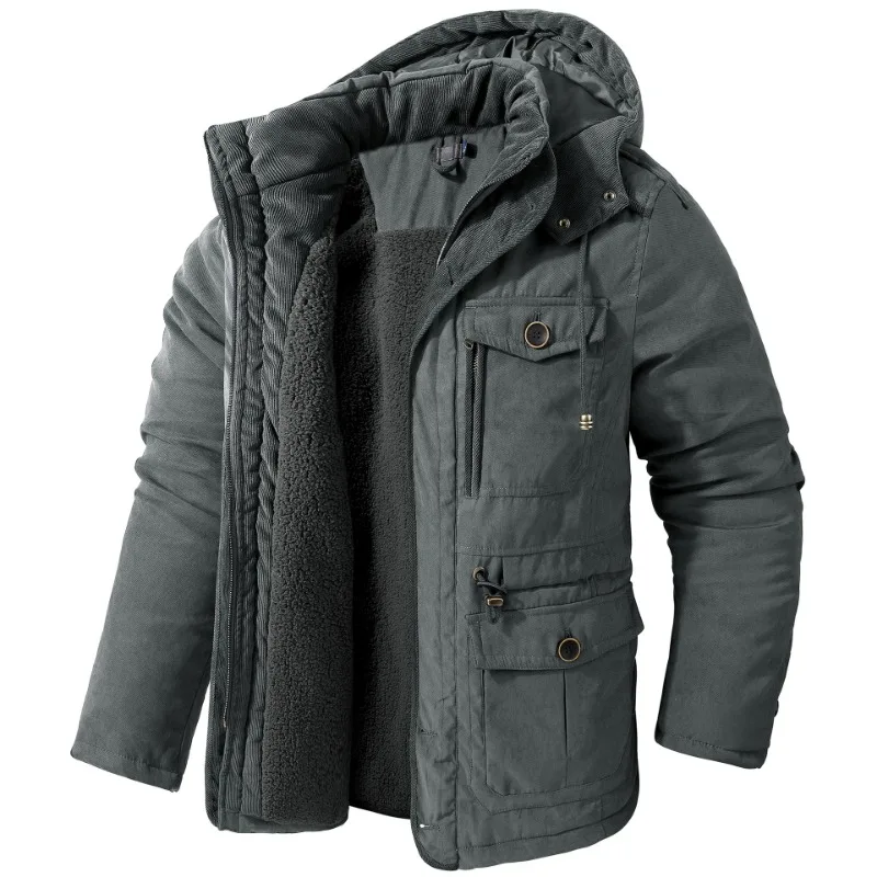 Men's Jacket, Cashmere Wool jacket, Military Outdoor Windproof Hooded Cotton Jacket, Men's Warm Winter Jacket