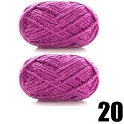 Luxury Soft Chenille Velvet Yarn for Handmade Knitting Projects, 2pcs of 50g Each (2pcs 20)