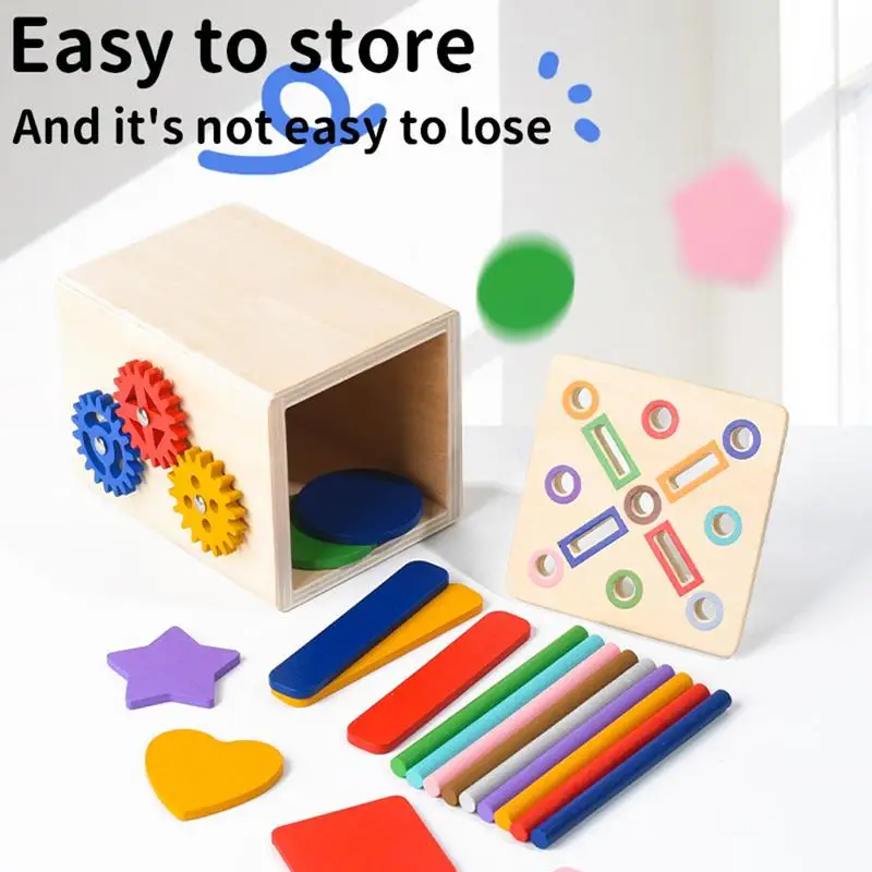 Color Sorting Toy Sensory Developmental Games Wooden Shape Color Sorter Motor Skills Toys For 1-3 Year Old Boy Children