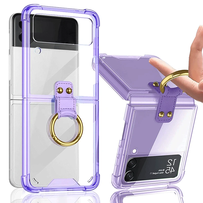 Case For Samsung Galaxy Z Flip 4 Phone Case With Ring Stand Drop