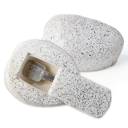Hidden Key Storage Rock for Outdoor Spaces - Spacious Stone - Look Safe - Discreet Outdoor Key Concealer (White)