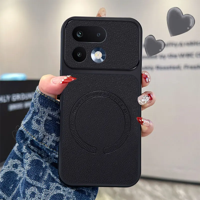 Magsafe Magnetic PU Leather Texture Shockproof Lens Protection Case