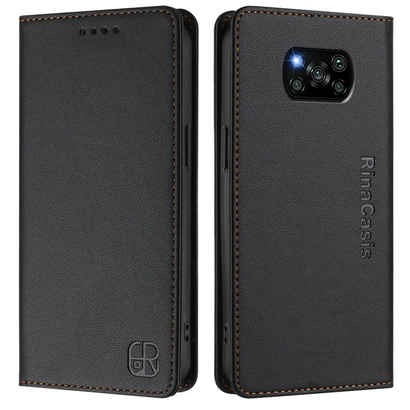 Luxury Leather Anti-Theft Wallet Flip Cover Phone Case with Magnetic Closure
