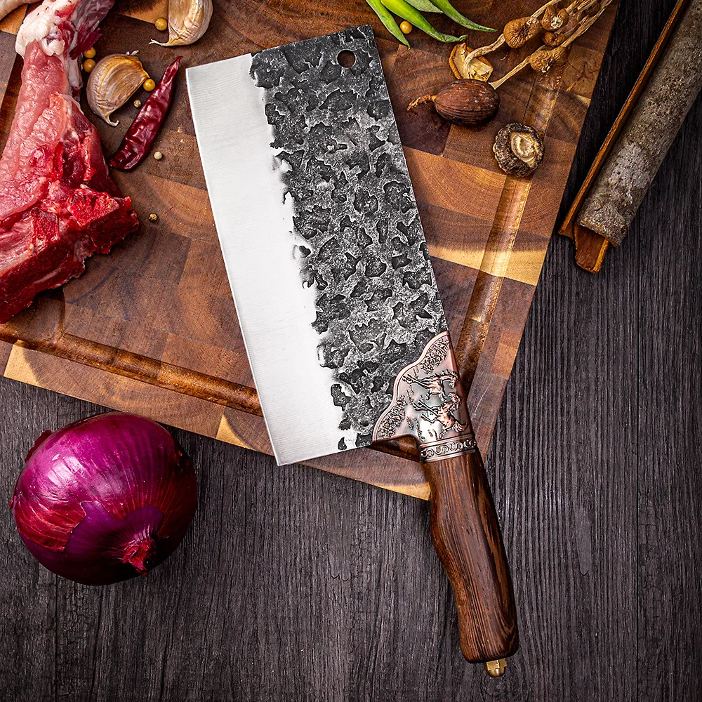 Longquan Kitchen Knife Set, Home Hand-forged Chef's Special Stainless Steel  Vegetable And Meat Cleaver, Bone Chopping Knife Kitchen - Temu