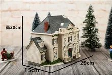  European -style Electronic Glowing Ceramics House Christmas Decoration Scene Night Light Building House Decoration Gifts 