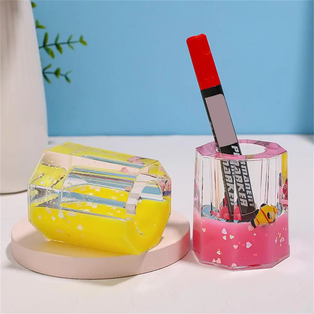 Pencil Holder Multifunctional Easy to Take Stable Durable High Capacity Portable Cartoon Octagon Pen Container Decompression Toy