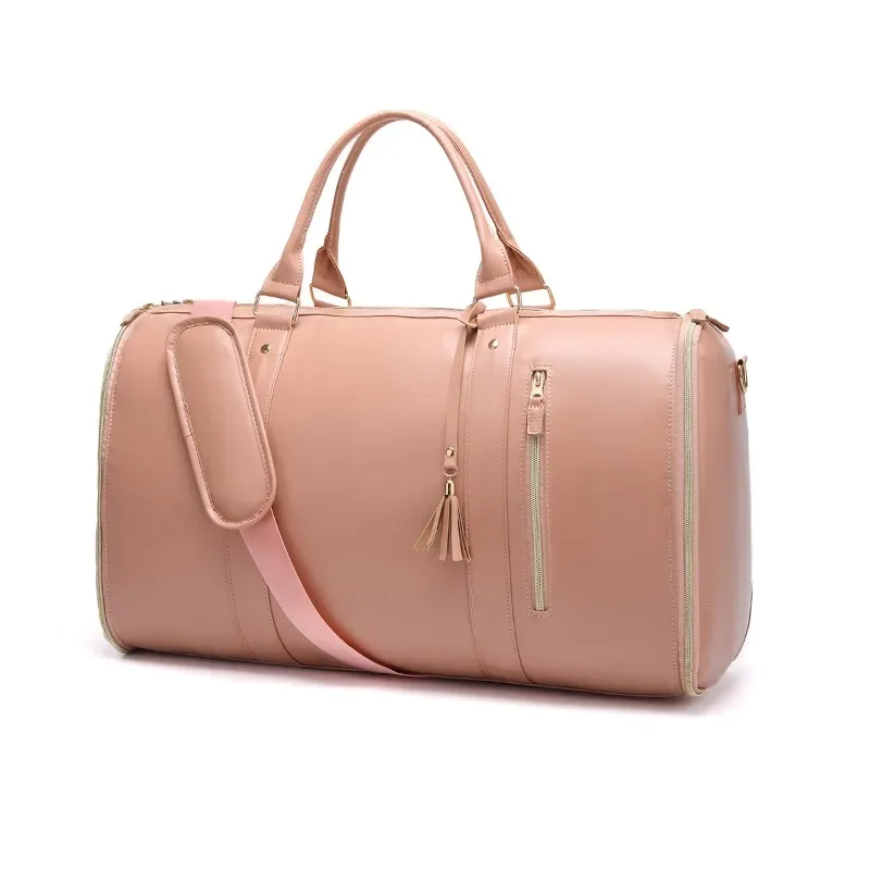 Convenient travel carry on clothing bag large PU leather luggage bag women's fashion