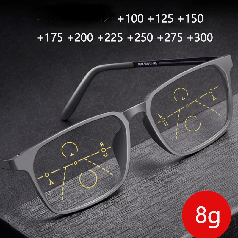 Progressive Multifocal Reading Glasses Titanium Men Women Presbyopic Glasses Magnifier Full Frame Eyeglasses Ultralight Eyewear
