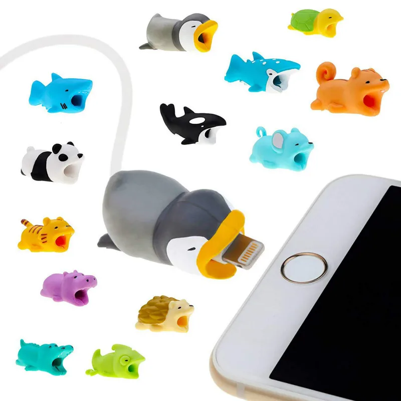 

1PC NEW Cable Protector for Iphone cable Winder dog Bite Phone holder Accessory Organizer rabbit dog cat phone Cable Protector