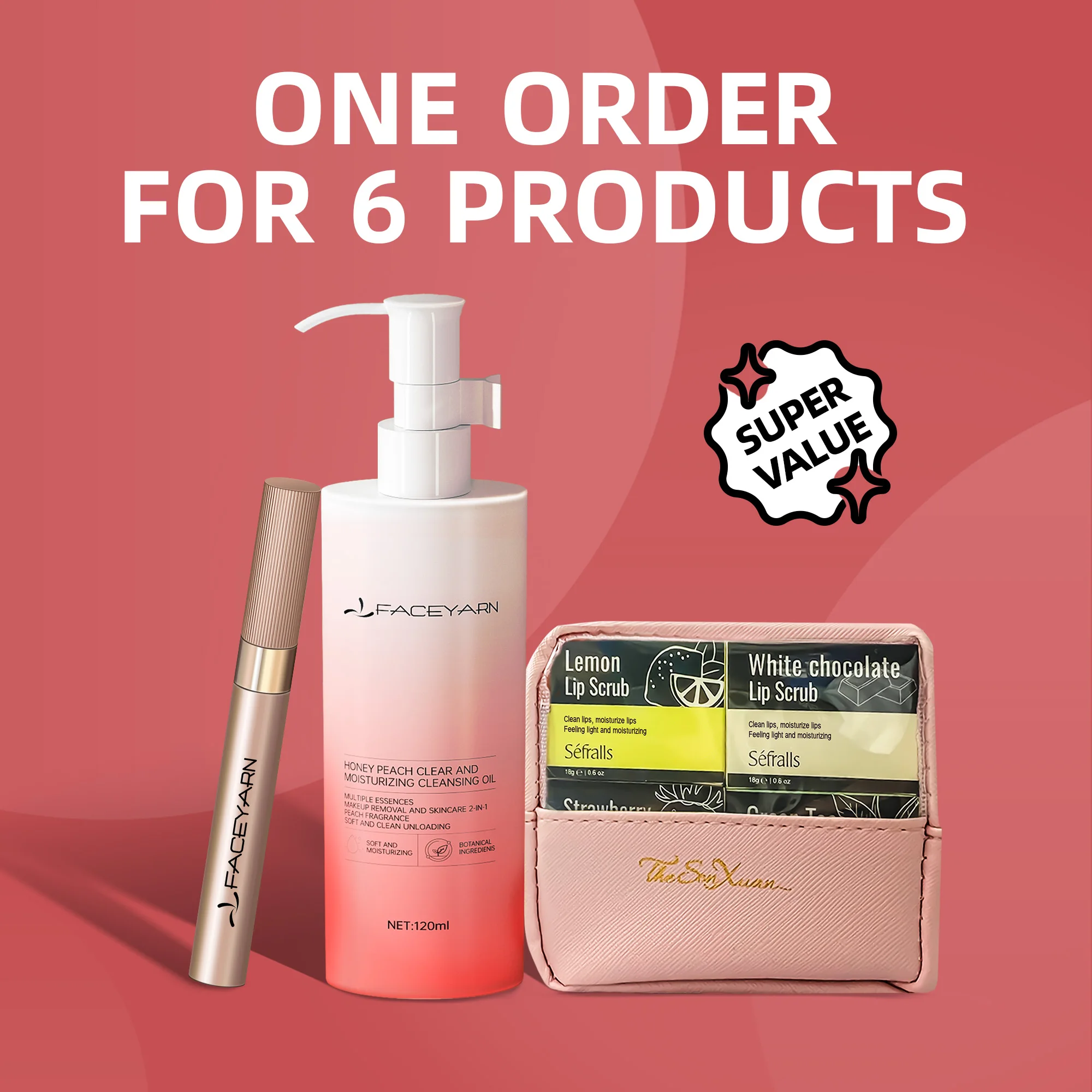 Description Picture 3 of itemSefralls 6 Piece Skincare & Makeup Gift Set - Mascara Curl, Makeup Remover, Lip Treatment, Lip Scrub, Glow & Shine - Comes in a