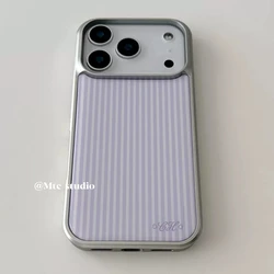 Korean - Style Blue Pink Purple Striped Fashion Phone Case with Y2K Drip Design - Galaxy S23 Ultra (Purple)