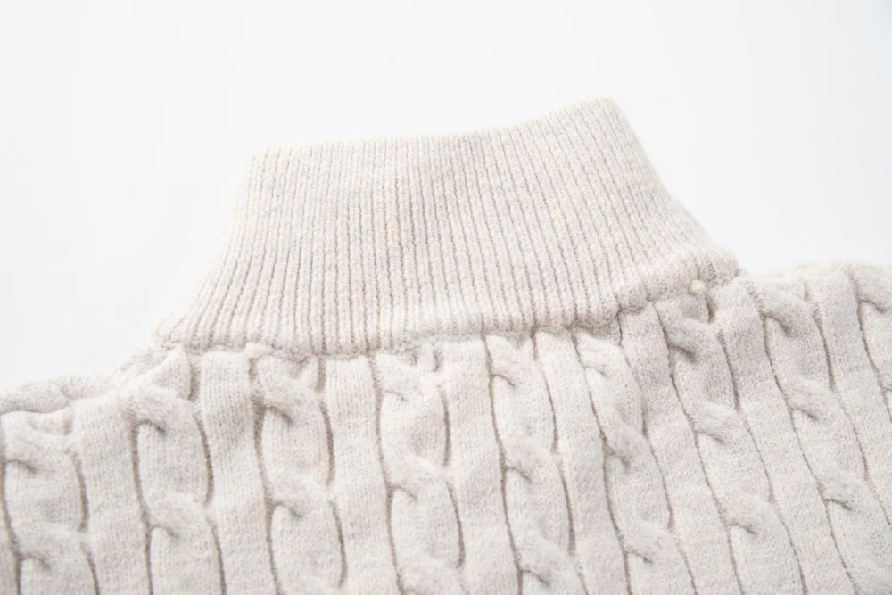 Retro Stand Collar Half Zipper Sweater Mens Solid Color Autumn Winter Casual Knitted Long Sleeve Loose Pullover Man