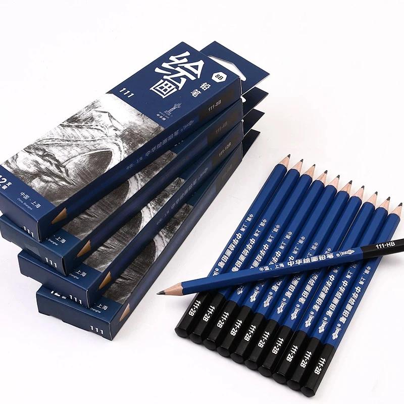 Black Sketch Pencil Professional Wood Drawing Pencil H/2H/3H/4H/5H/6H/HB 2/3/4/5/6/8/10/12B Art Stationery Supplies 12Pcs 6