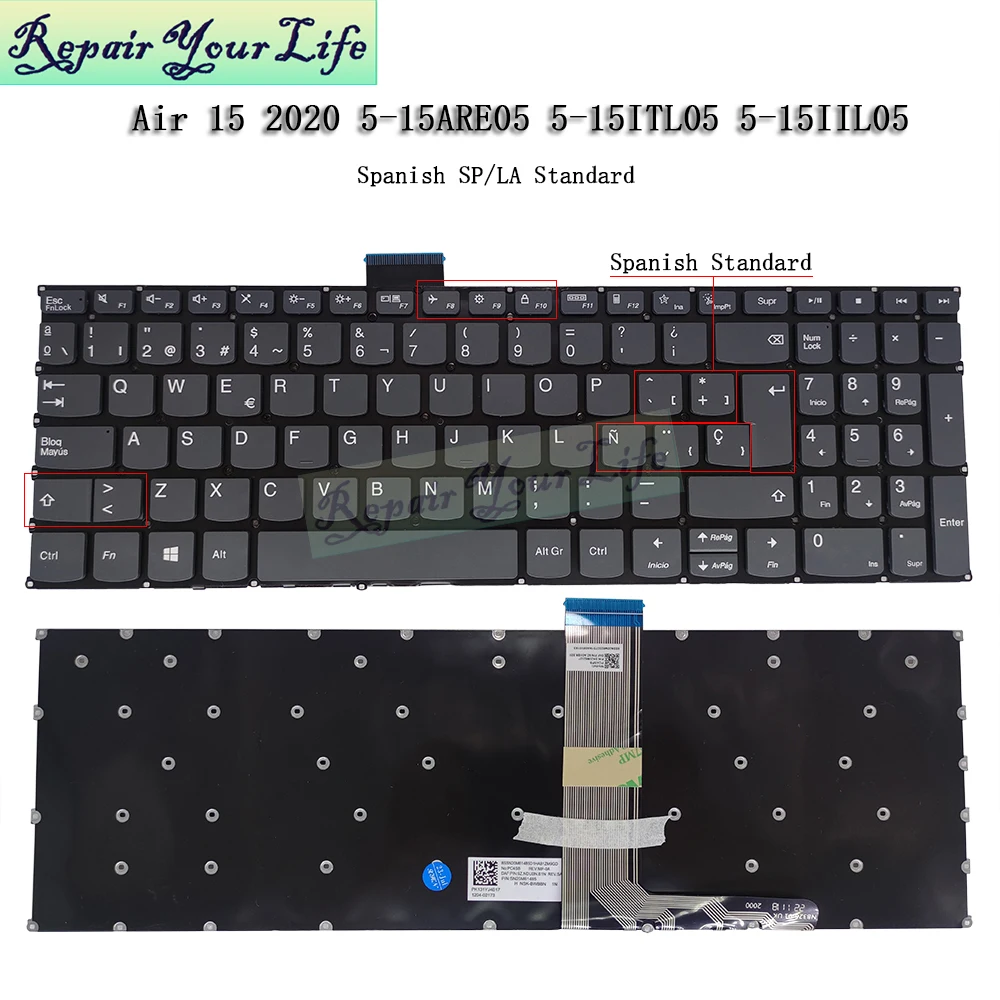 Teclado para Notebook Pt-br Espanhol dos Eua Teclado dos Eua para Lenovo Ideapad 515iil05 15are05 15itl05 15alc05 82ln 81yq 82fg Brasil sp la - Imagem 2