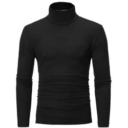 Men's Slim Fit High Neck Thermal Long Sleeve T-shirt - S (Black)