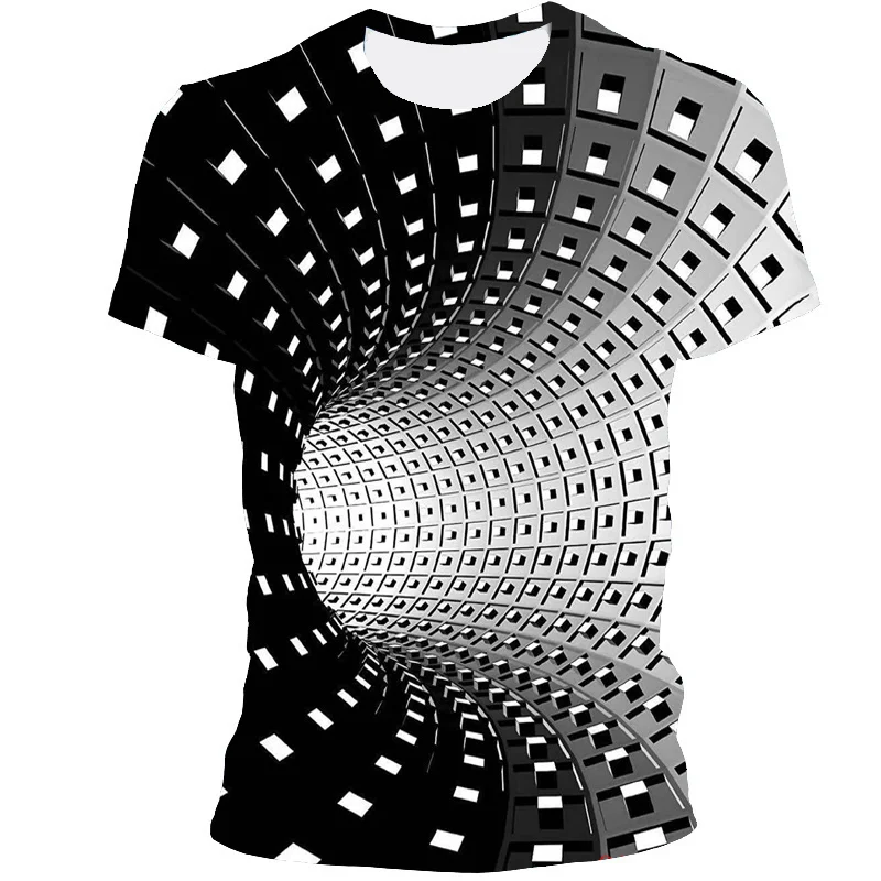 2021 Men's New Fashion 3D Printing Three-Dimensional Colorful Pattern Short-Sleeved Round Neck Casual T-Shirt |