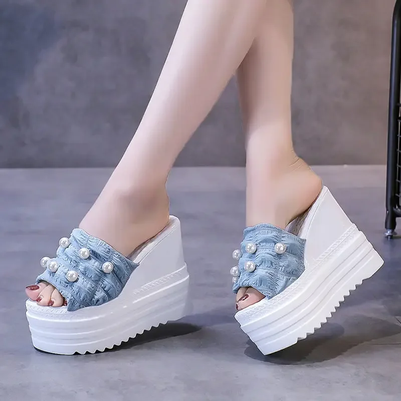 

High Heels Ladies Slippers Women Casual Wedges Platform Shoes Fashion Open Toe Height Increasing Woman Beach Slide Slippers