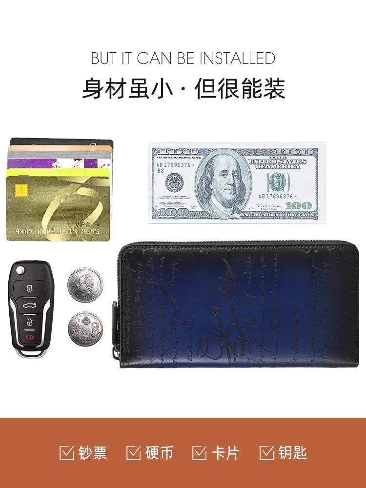 럭셔리 브랜드 남성용 비즈니스 지퍼 백, 가죽, 맞춤형 마찰 컬러, 레트로 멀티 카드 슬롯 지갑, 하이 퀄리티 클러치 백