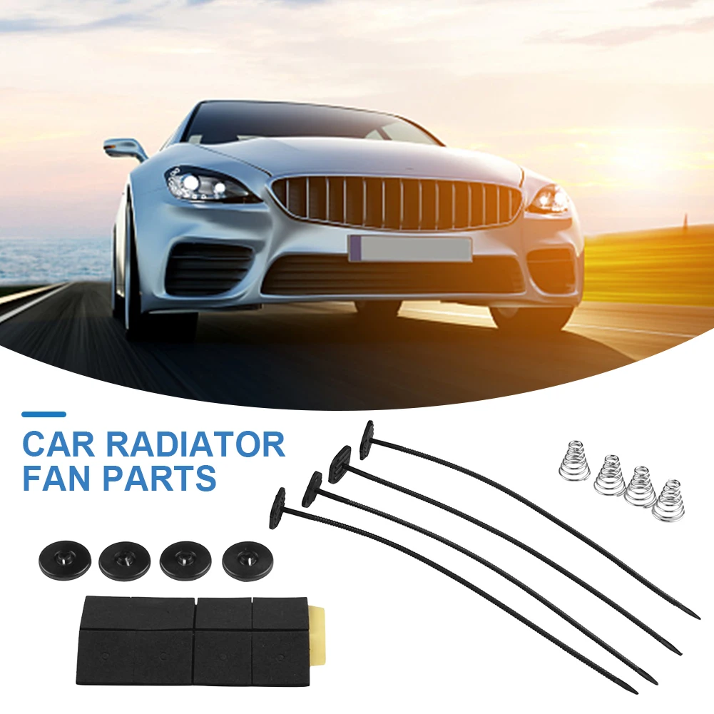 Car Electric Fan Mount Kit 4 Mounting Feet Universal Fan Mount Kit 4 Cable Ties 4 Springs for Car Vehicle Electric Cooling Fan
