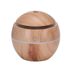 Compact Ultrasonic Aromatherapy Humidifier with Colorful LED Night Light, USB - Powered (Light wood grain)