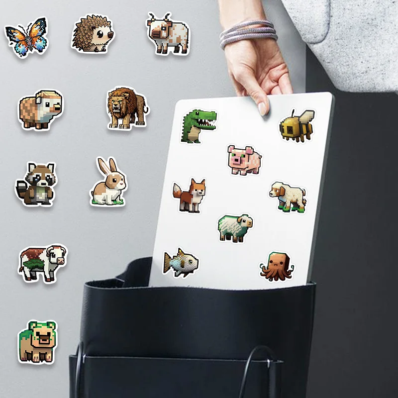 귀여운 픽셀 동물 고양이 스티커, 물병 노트북 스케이트보드 스크랩북 수하물 어린이 장난감, 50 개