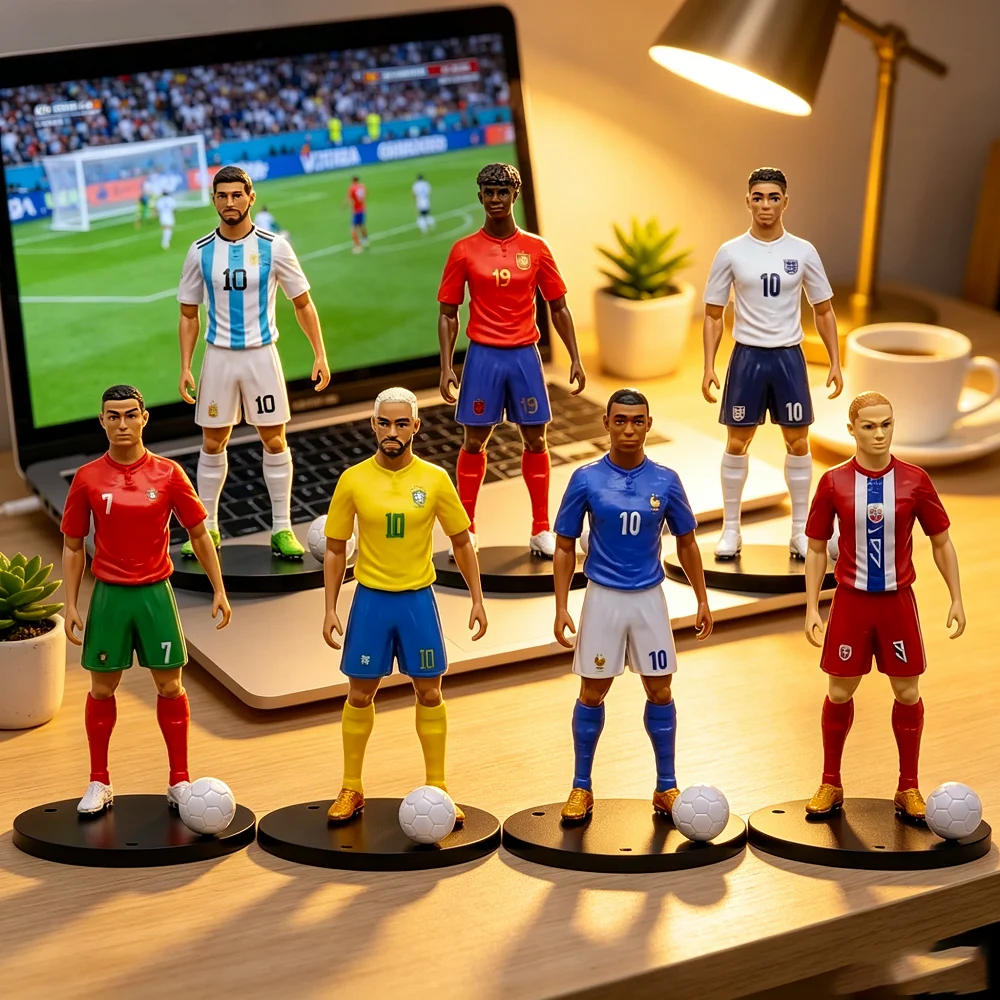 Bonecos de Ação de Estrelas do Futebol C.Ronaldo Messi Mbappe de 18cm, Figuras de Ação Fofas para Acessórios de Carro, Presentes para Fãs de Futebol