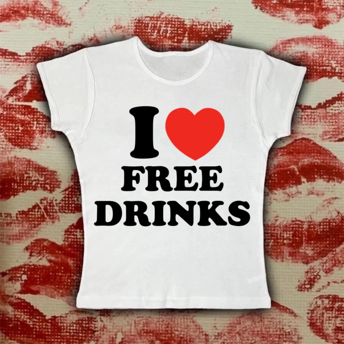 

Y2K Women fit sexy Crop Tops Popular pattern Harajuku bar Socializing print 2000s Punk T-shirt Simple vintage Aesthetic Baby Tee