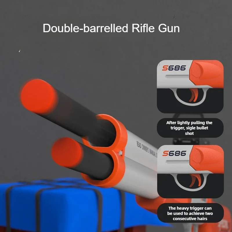 S686 Rifle Toy Gun Double Barreled Airsoft Launcher Dual Soft Bullets Outdoor Sports Game Pistola Shot Gun Weapon for Kids Gift 5