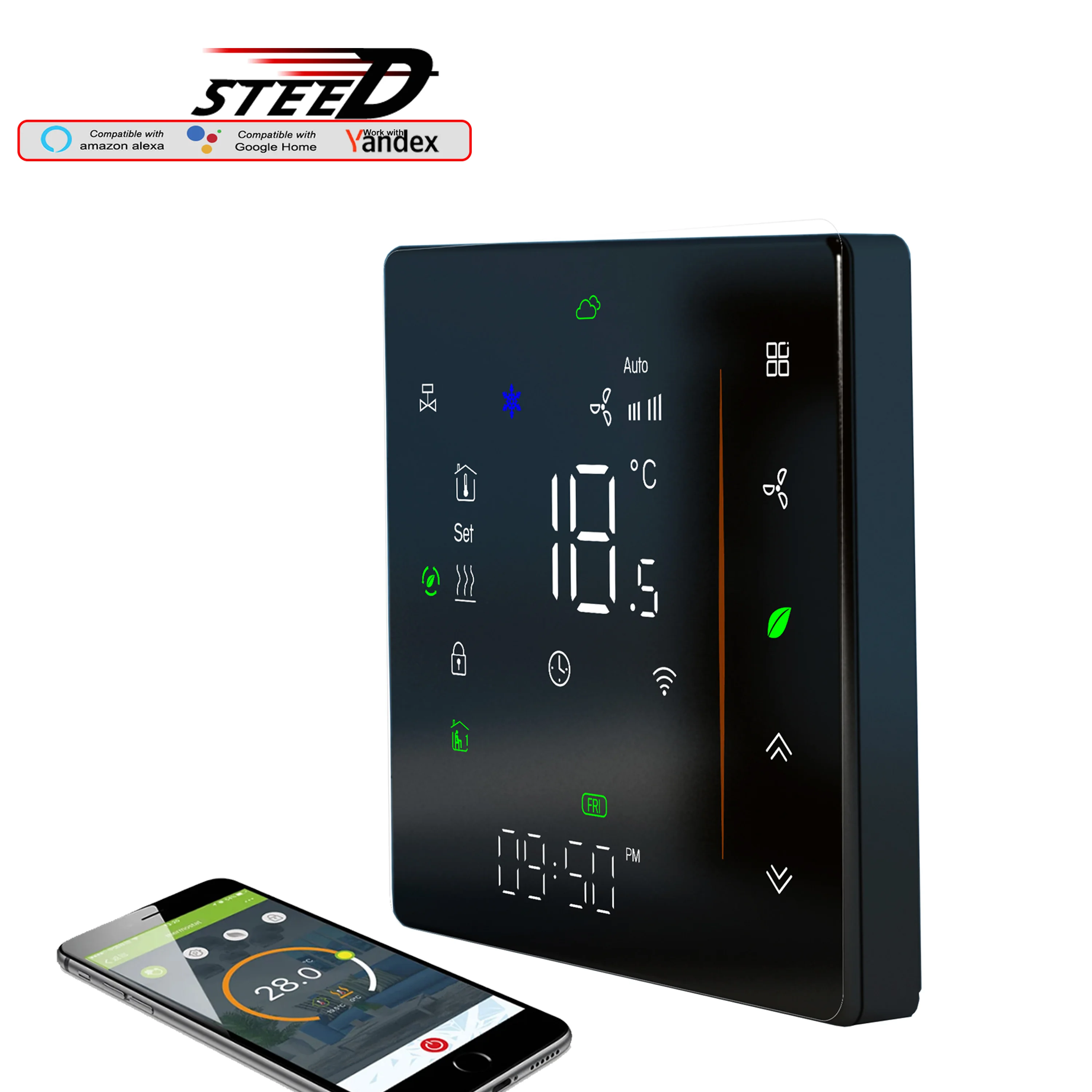 Termostato Esperto Proporcional do fã 3-velocidade 2p Tubulações Refrigerando Aquecendo o Sistema do Canal Regulado 010v 24v 110v 220v Termostato Opcional