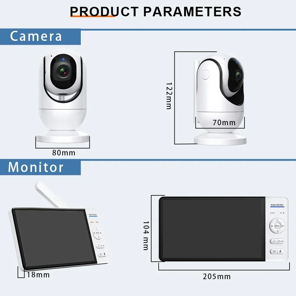 Babyphone 7 Zoll mit Kamera, Akku & Smart-Home Sicherheit