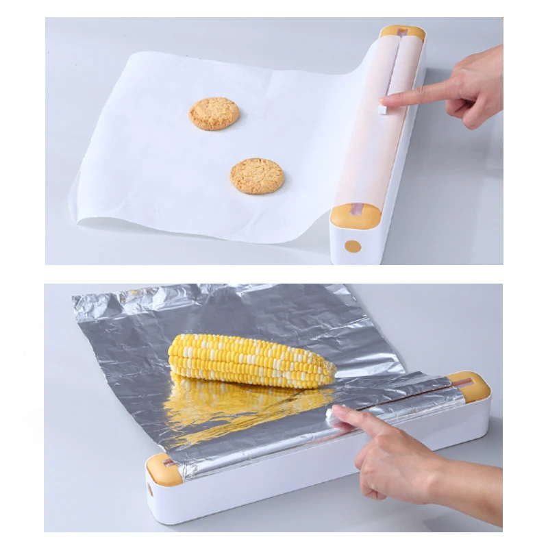 Plastic Wrap Dispenser Cling Film Dispenser Cutter Saran Wrap Aluminum Foil Parchment Paper Injector Kitchen Tools cling wrap dispenser,food film dispenser,plastic wrap cutter,cling film cutter,kitchen wrap dispenser,plastic wrap dispenser